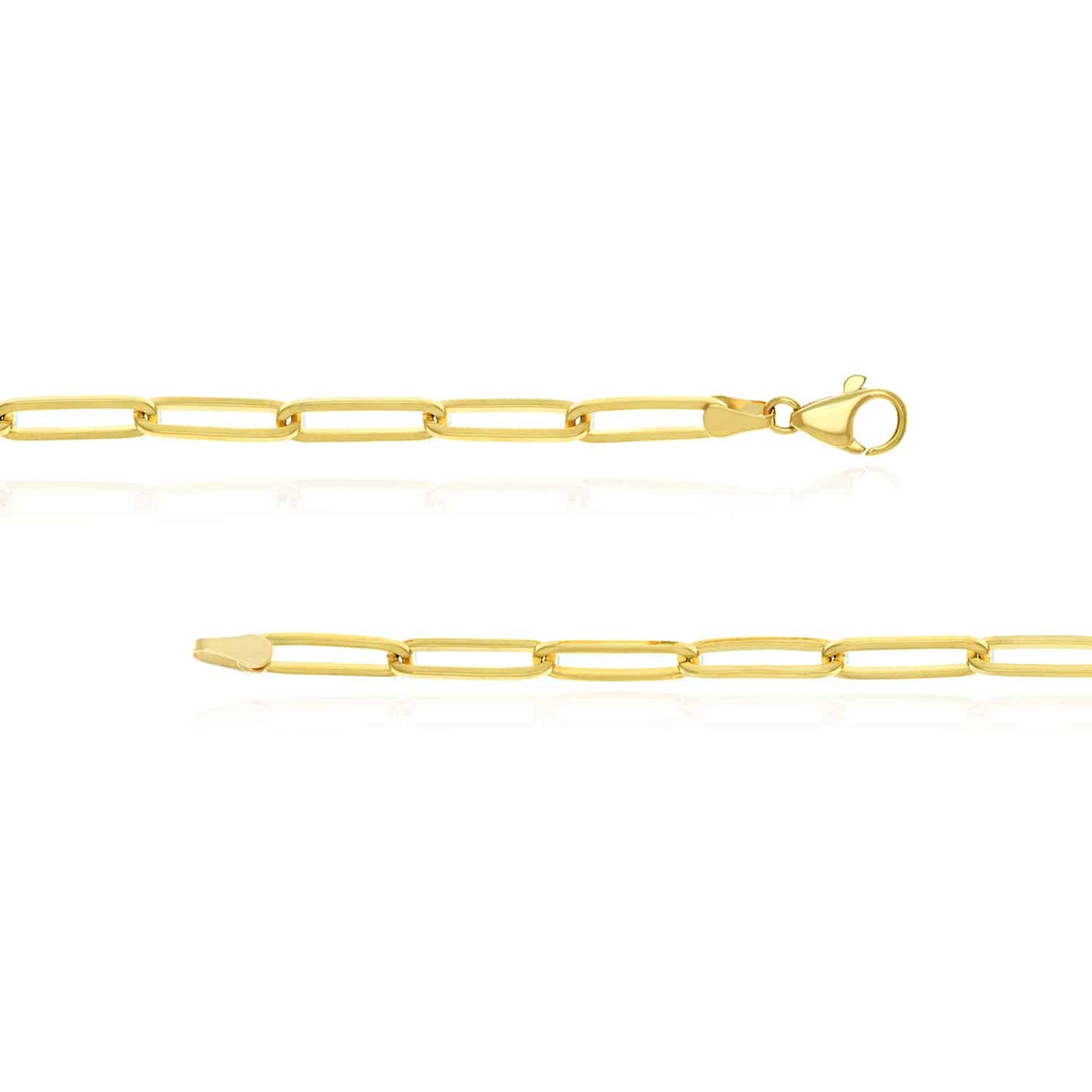 Solid 14K Real Gold 5mm Paperclip Chain Necklace 18" 24"