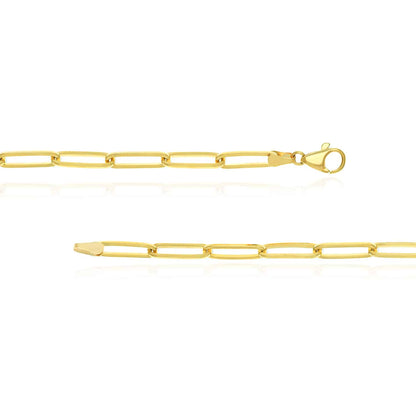 Solid 14K Real Gold 5mm Paperclip Chain Necklace 18" 24"
