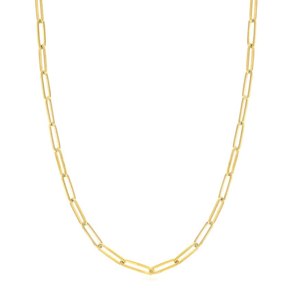 Solid 14K Real Gold 5mm Paperclip Chain Necklace 18" 24"
