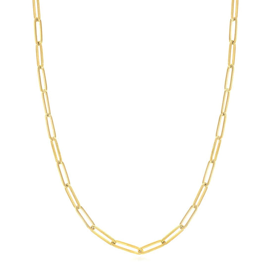 Solid 14K Real Gold 5mm Paperclip Chain Necklace 18" 24"