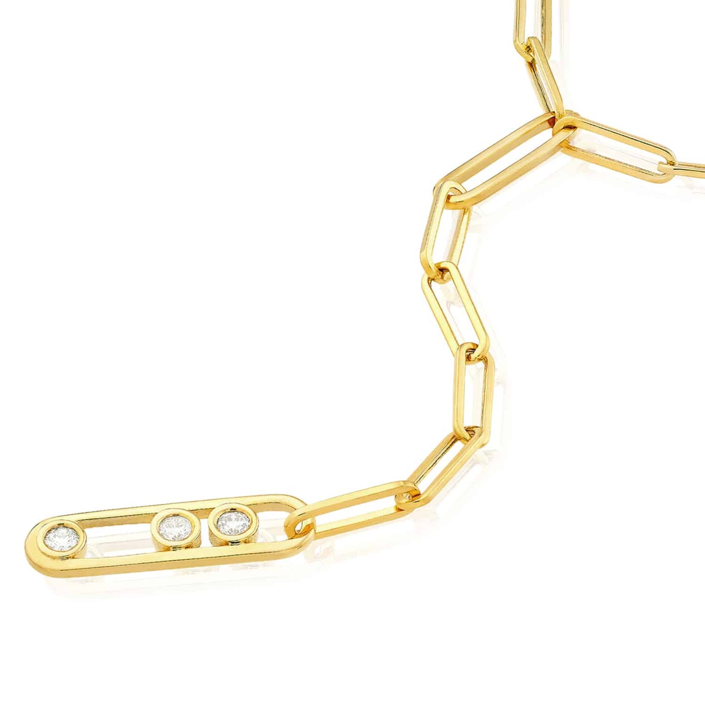 0.30CTW Real Diamond 4mm Solid 14K Real Gold Paperclip Pendant Necklace 20"