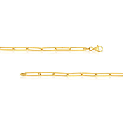 Solid 14K Real Gold 4mm Paperclip Chain Necklace 18" 20" 24" 30"