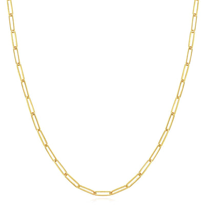 14K Yellow Gold 4mm Paperclip Chain (Solid Links) 18" 20" 24" 30" - WJD Exclusives