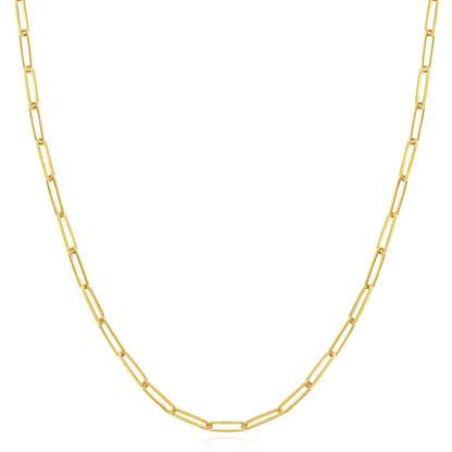 Solid 14K Real Gold 4mm Paperclip Chain Necklace 18" 20" 24" 30"