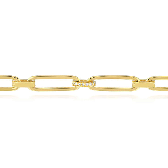 0.35CTW Natural Diamond 5mm 14K Yellow Gold Paperclip Bracelet (Hollow) 7.25" - WJD Exclusives