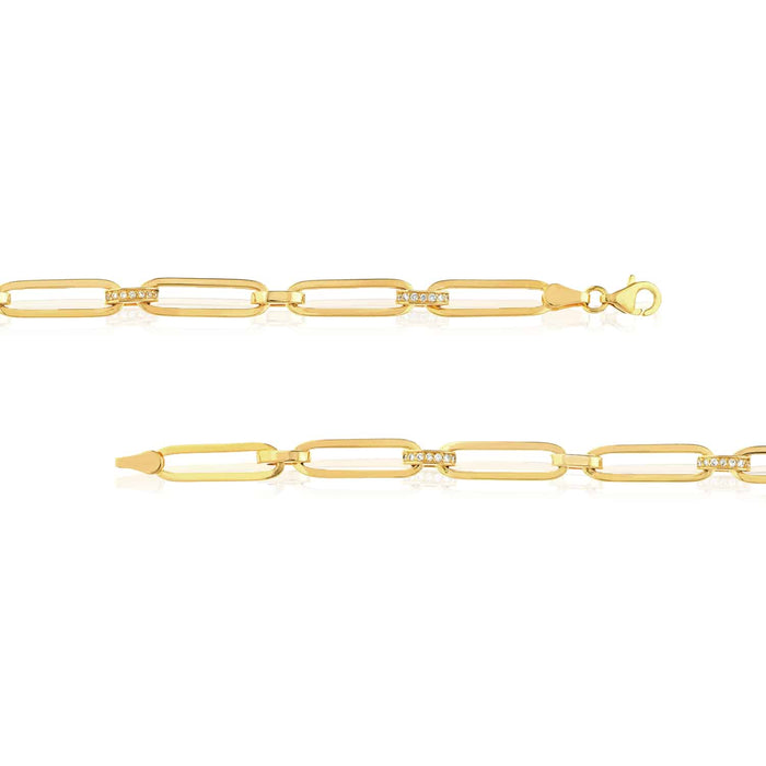 0.35CTW Natural Diamond 5mm 14K Yellow Gold Paperclip Bracelet (Hollow) 7.25" - WJD Exclusives