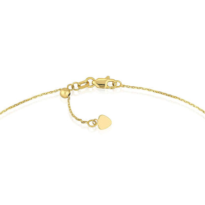 14K Real Gold Double-Layer Paperclip Pendant Chain Necklace 16"-17" Adjustable
