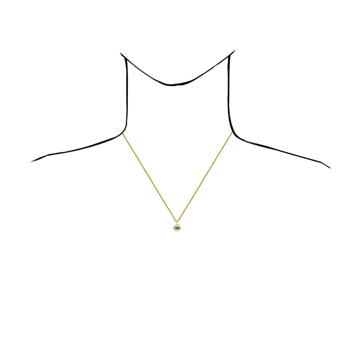 14K Yellow Gold Good Luck Evil Eye Pendant 0.7"