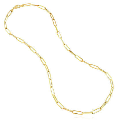 Solid 14K Real Gold 5mm Paperclip Necklace 18" 20" 24" 30"