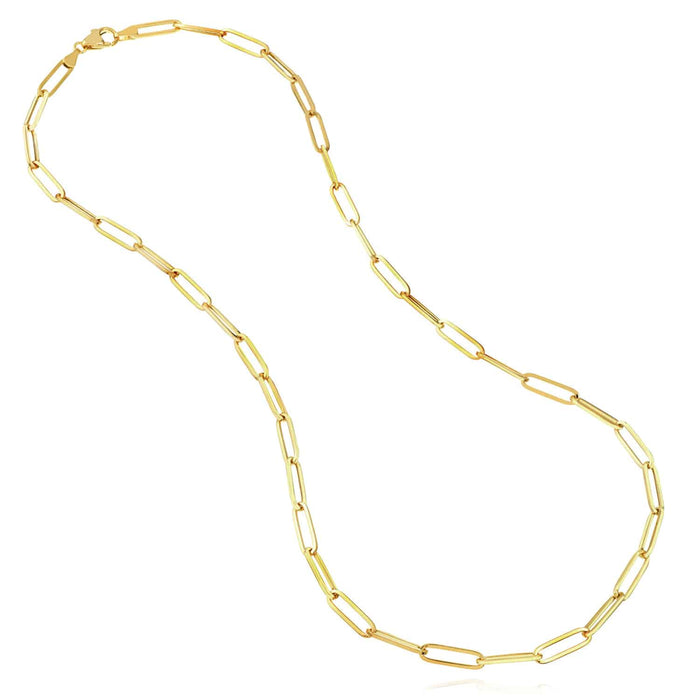 14K Yellow Gold 5mm Paperclip Necklace (Solid Links) 18" 20" 24" 30" - WJD Exclusives