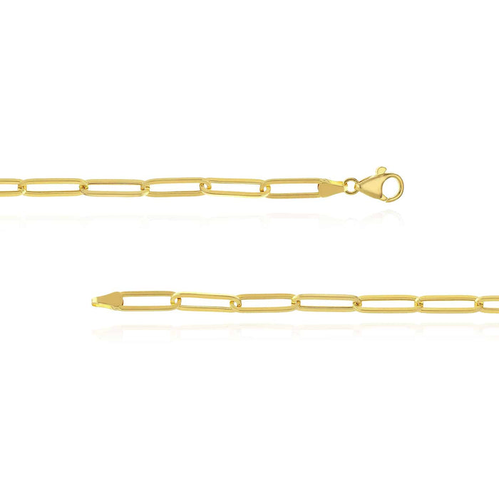 14K Yellow Gold 5mm Paperclip Necklace (Solid Links) 18" 20" 24" 30" - WJD Exclusives