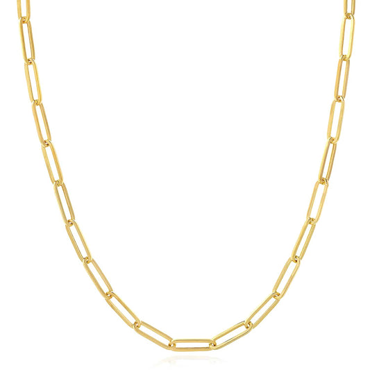 Solid 14K Real Gold 5mm Paperclip Necklace 18" 20" 24" 30"