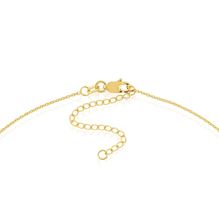 Natural Diamond 14K Yellow Gold Crescent Moon Star Charms Necklace (Solid Links) 16" - 18" Adjustable - WJD Exclusives