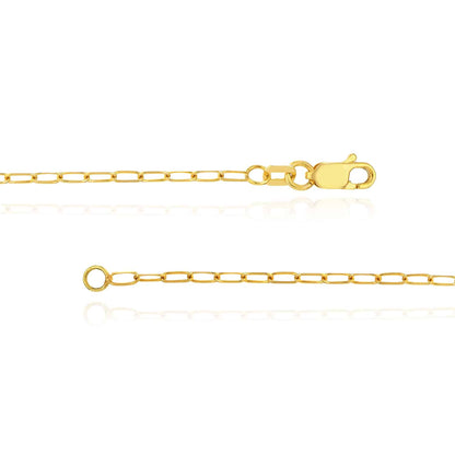 0.10CTW Real Diamond 14K Real Gold Round Pendant Paperclip Necklace 22"