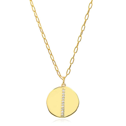 0.10CTW Real Diamond 14K Real Gold Round Pendant Paperclip Necklace 22"