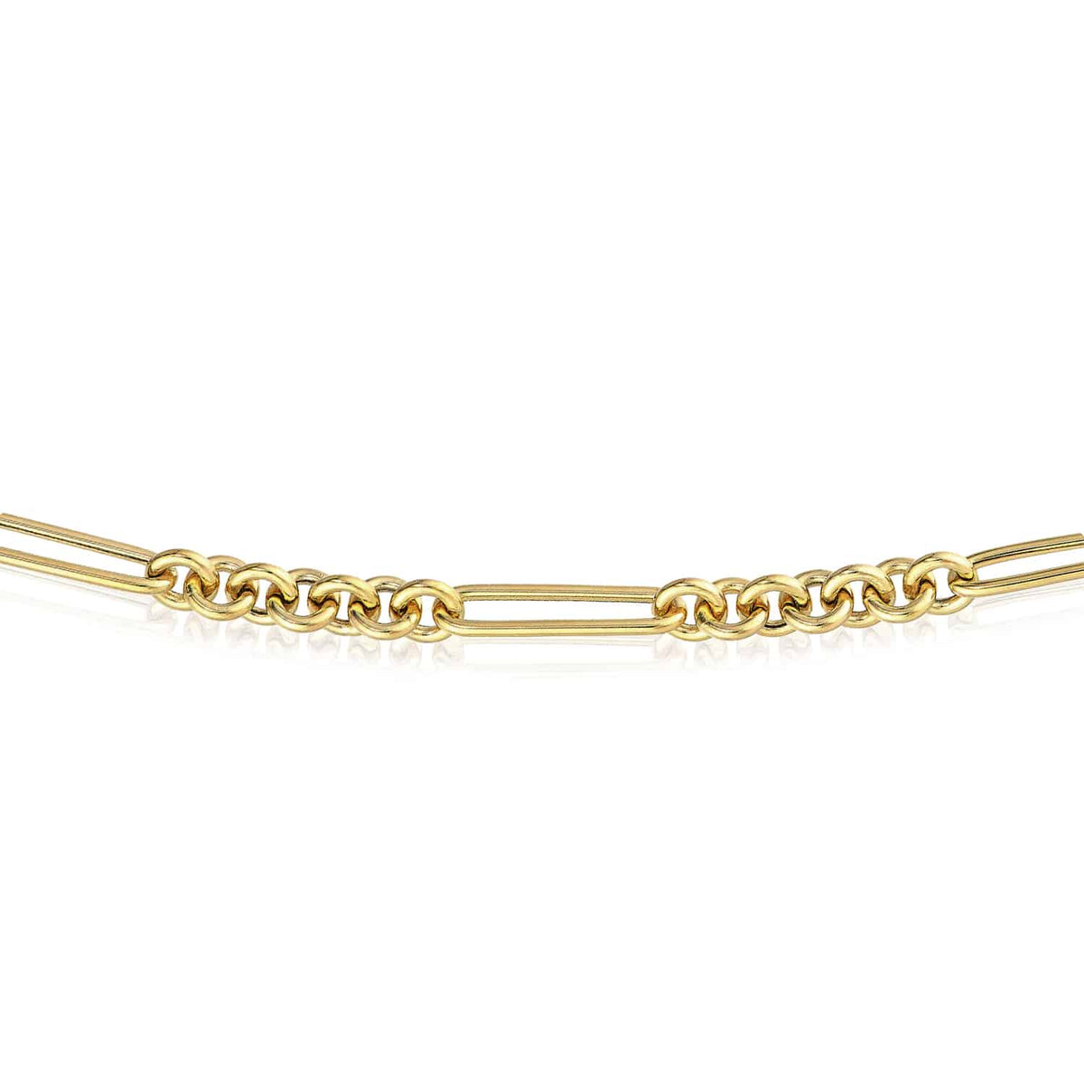 14K Yellow Gold Combination Paperclip Rolo Necklace (Hollow) 16" 18" 20" - WJD Exclusives