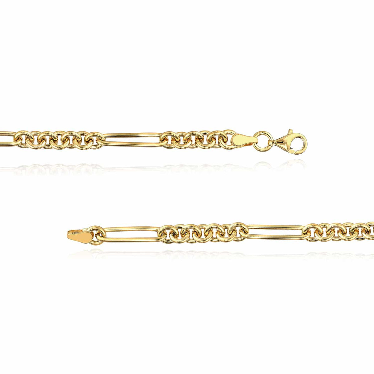 14K Yellow Gold Combination Paperclip Rolo Necklace (Hollow) 16" 18" 20" - WJD Exclusives