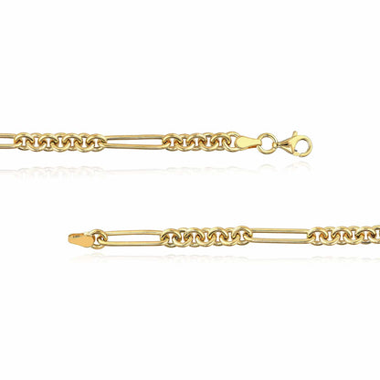 14K Real Gold Combination Paperclip Rolo Necklace 16" 18" 20"