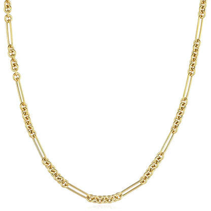 14K Real Gold Combination Paperclip Rolo Necklace 16" 18" 20"