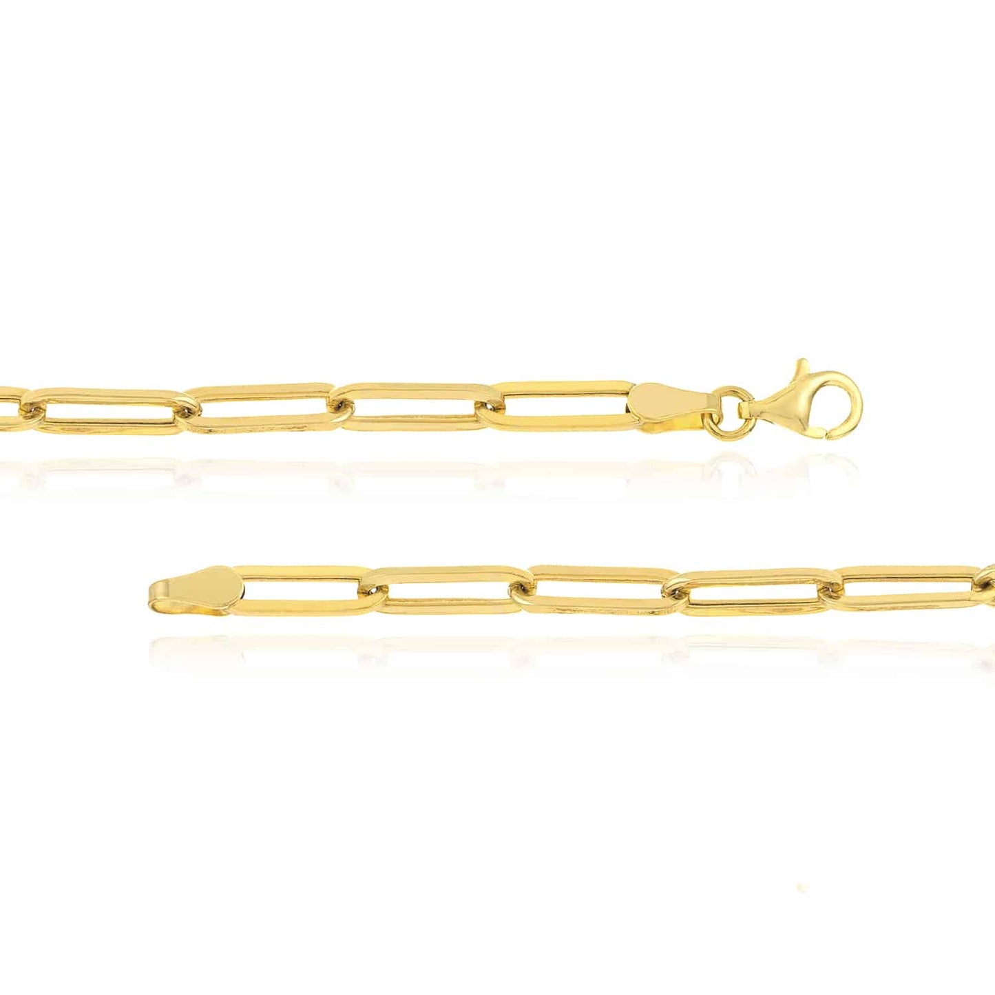 14K Real Gold Interlocked Circle Round Pendant Paperclip Necklace 18"