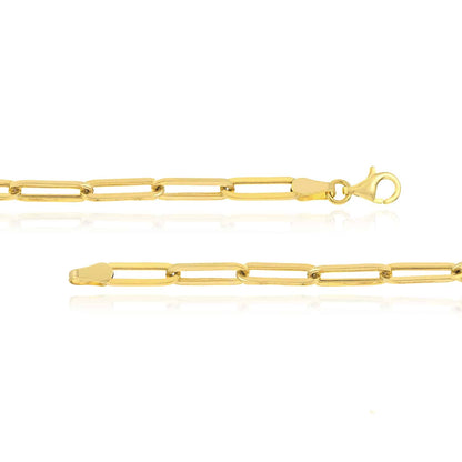 14K Real Gold Interlocked Circle Round Pendant Paperclip Necklace 18"