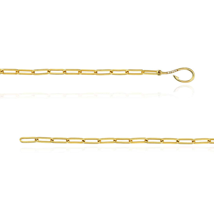0.03CTW Natural Diamond 14K Yellow Gold Fish Hook Paperclip Bracelet (Hollow) 7.5" - WJD Exclusives