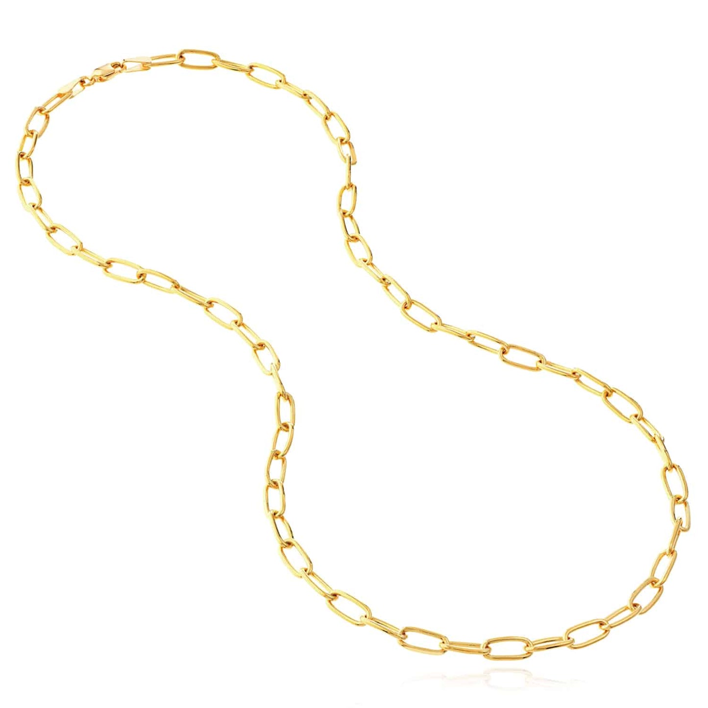 Solid 14K Real Gold 5mm Wide Paperclip Necklace 20"