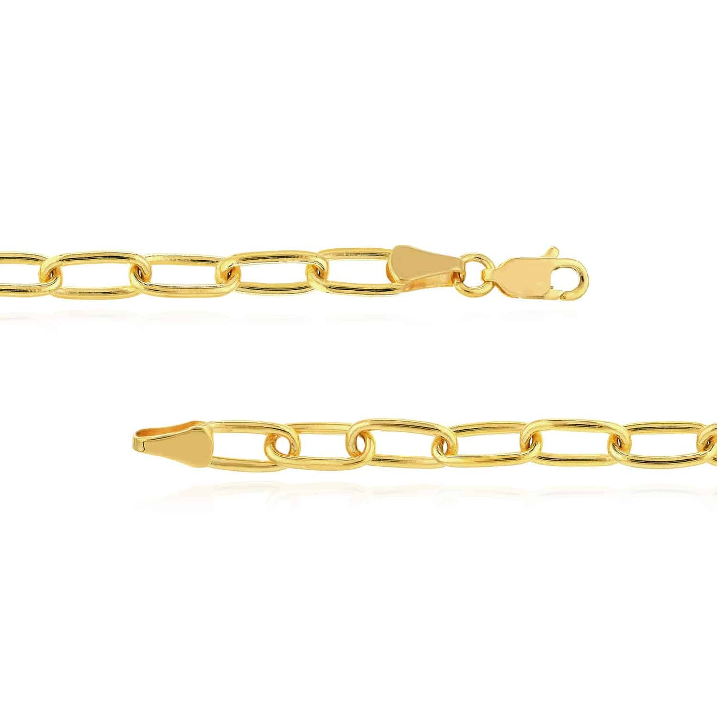 Solid 14K Real Gold 5mm Wide Paperclip Necklace 20"