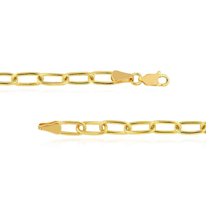 Solid 14K Real Gold 5mm Wide Paperclip Necklace 20"