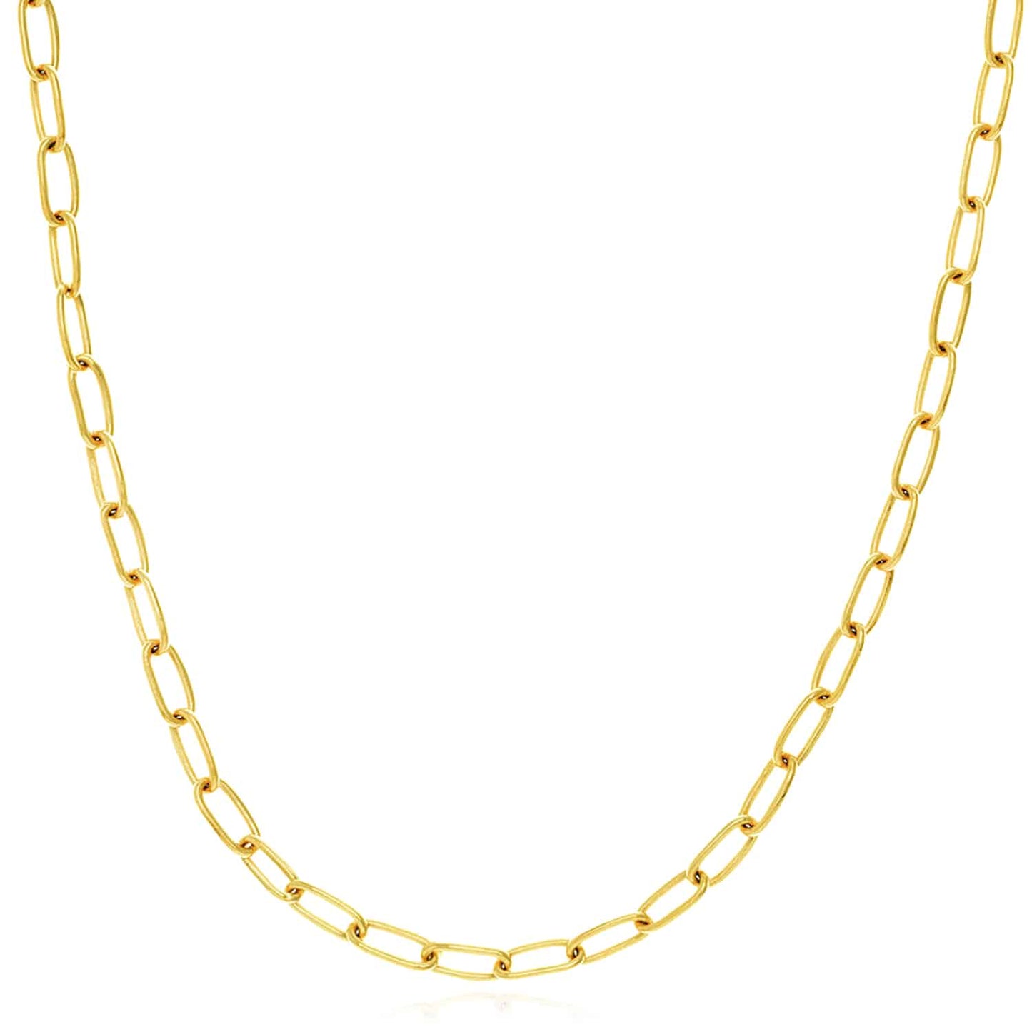 Solid 14K Real Gold 5mm Wide Paperclip Necklace 20"