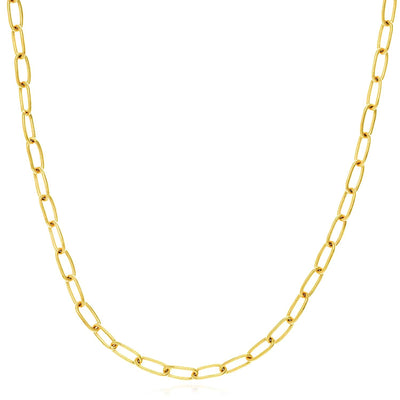 14K Yellow Gold 5mm Paperclip Necklace (Solid Links) 20" - WJD Exclusives