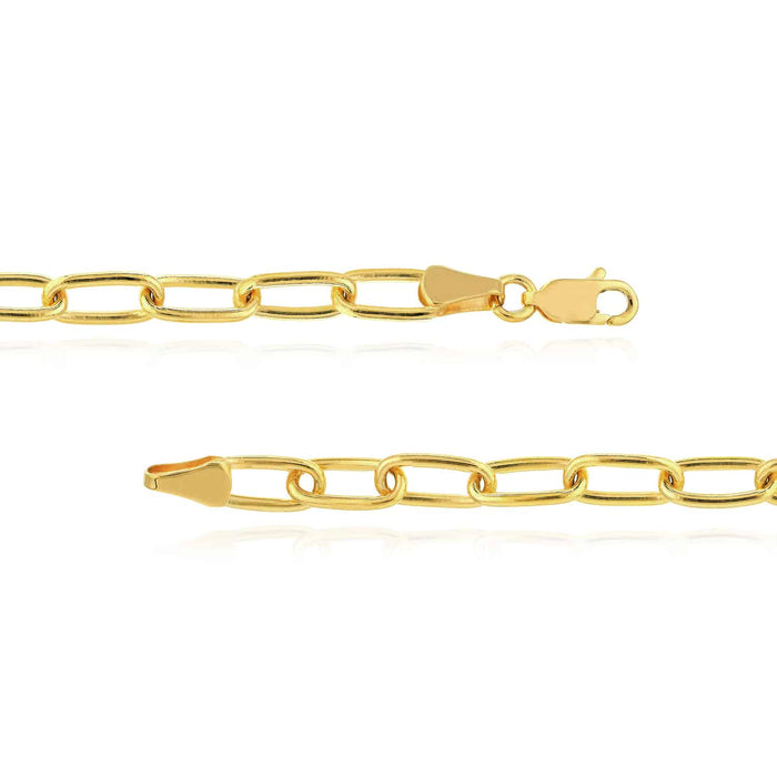 14K Yellow Gold 5mm Paperclip Bracelet (Hollow) 7.5" - WJD Exclusives