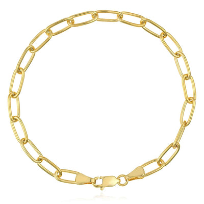 14K Yellow Gold 5mm Paperclip Bracelet (Hollow) 7.5" - WJD Exclusives