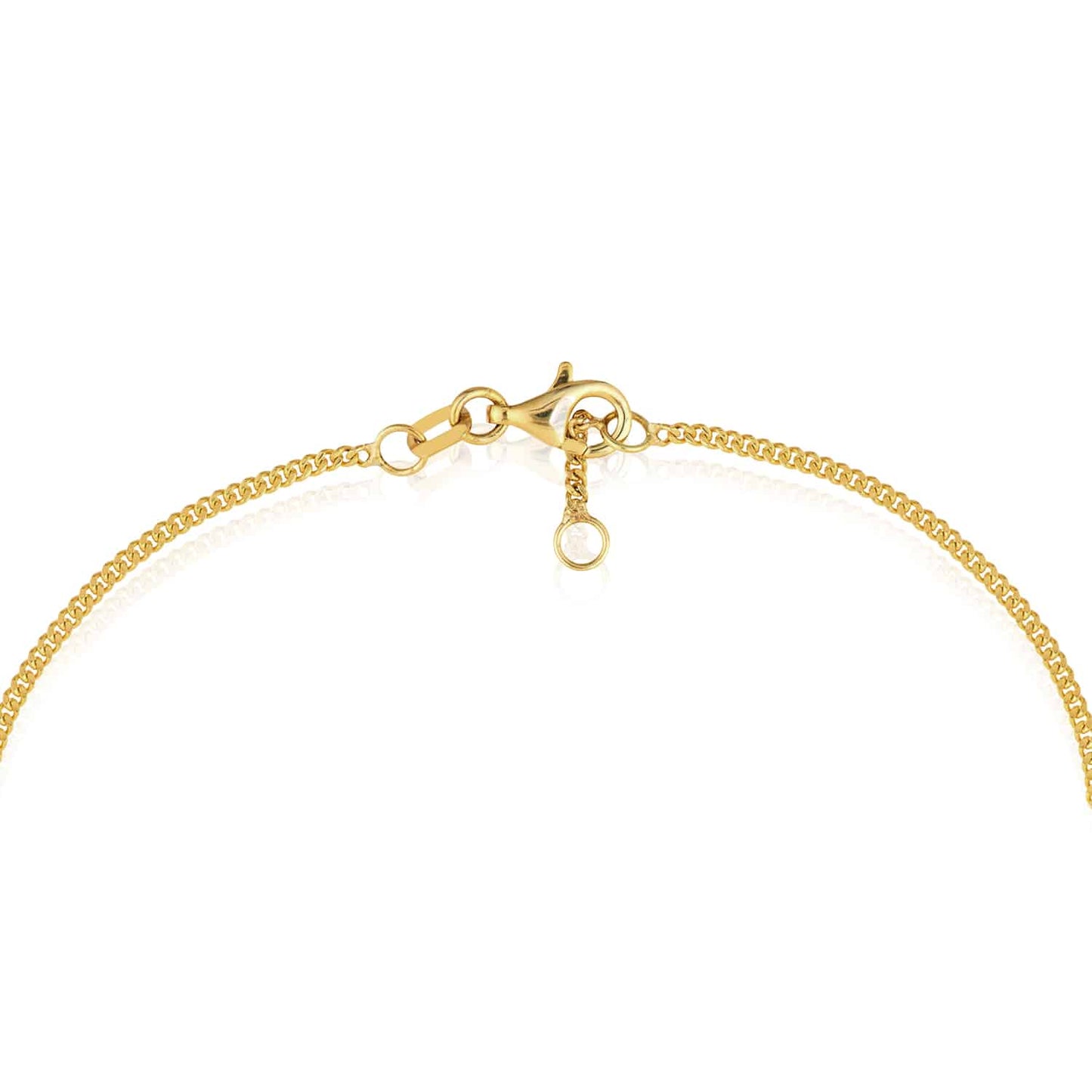 0.15CTW Real Diamond 14K Real Gold Yellow Cuban Circle Charm Bracelet 7"-7.5" Adju