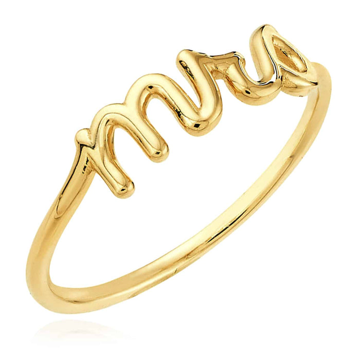 14K Gold Wavy Mrs Stackable Ring - WJD Exclusives