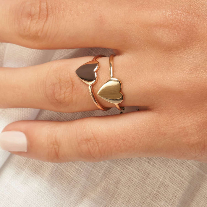 Engravable 14K Gold Heart Cocktail Ring - WJD Exclusives