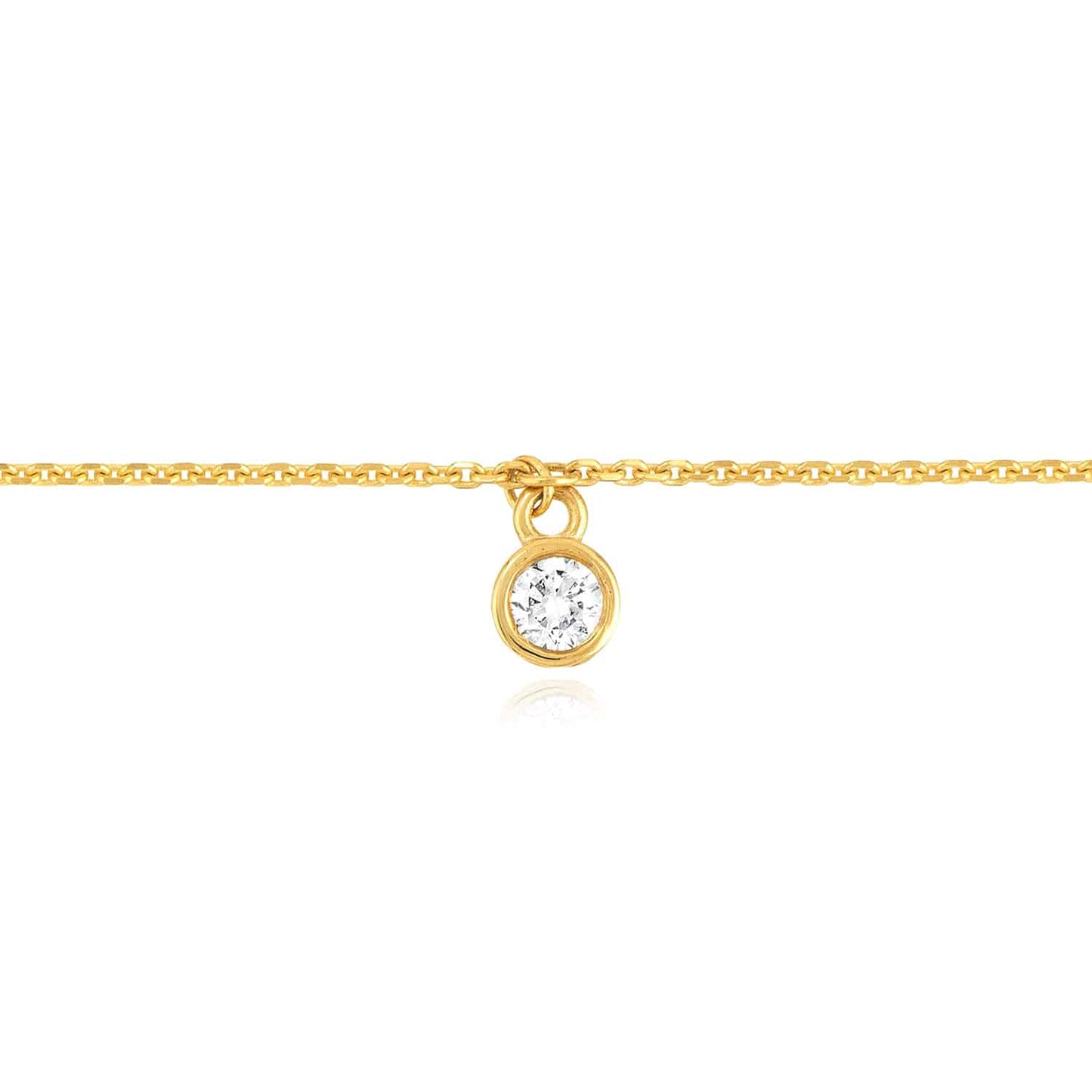 0.06CT Real Diamond 14K Real Gold Yellow Round Charm Bracelet 6.25"-7.25" Adjus.