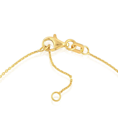 0.06CT Real Diamond 14K Real Gold Yellow Round Charm Bracelet 6.25"-7.25" Adjus.