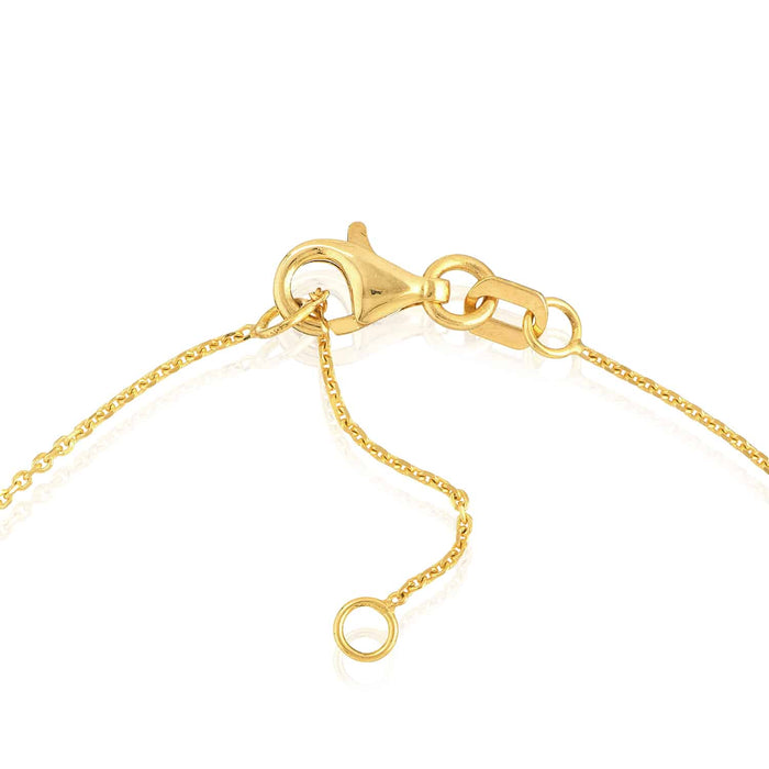 0.06CT Natural Diamond 14K Yellow Gold Round Charm Bracelet (Solid Links) 6.25" - 7.25" Adjustable - WJD Exclusives