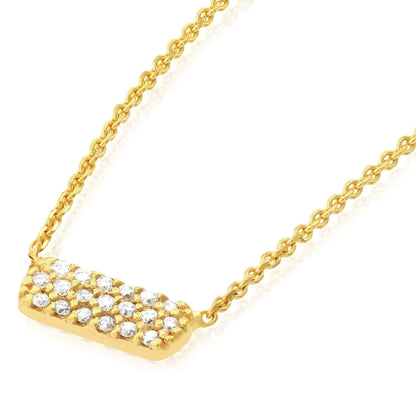 0.07CTW Real Diamond 14K Real Gold Pendant Cable Necklace 16"-18" Adjus.