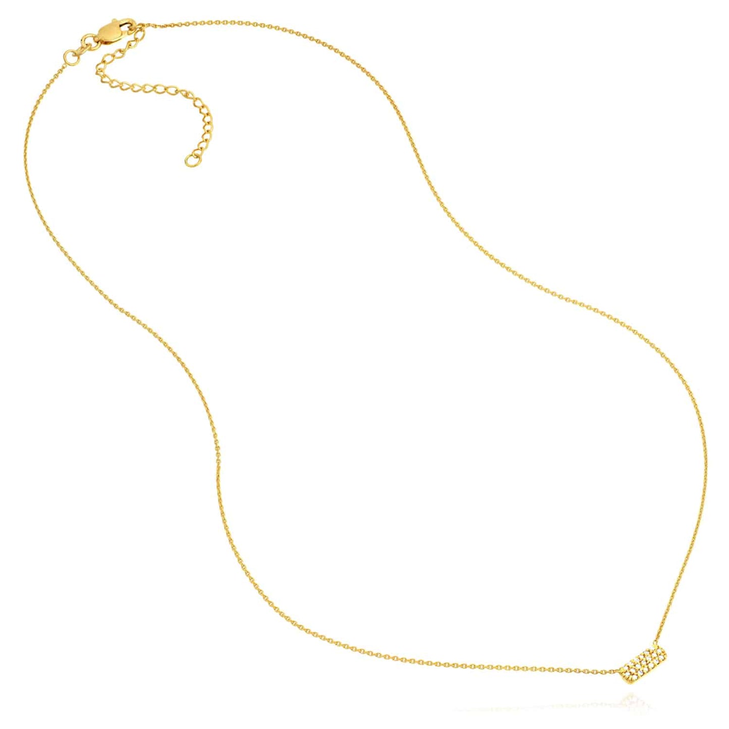 0.07CTW Real Diamond 14K Real Gold Pendant Cable Necklace 16"-18" Adjus.