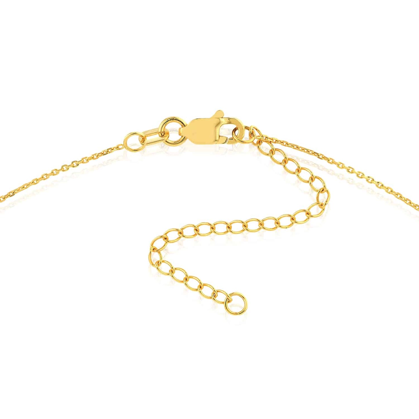 0.07CTW Real Diamond 14K Real Gold Pendant Cable Necklace 16"-18" Adjus.