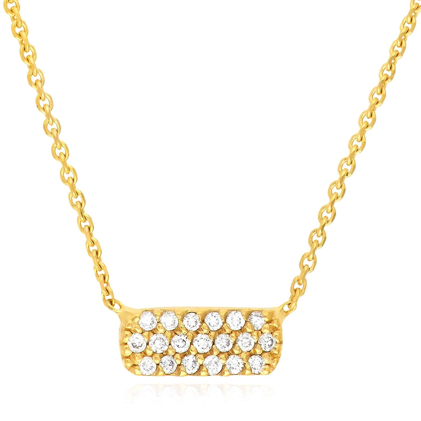 0.07CTW Real Diamond 14K Real Gold Pendant Cable Necklace 16"-18" Adjus.