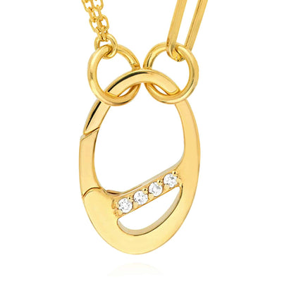 Natural Diamond 14K Gold Diamond Carabiner Pendant 0.9" for Split Chains - WJD Exclusives