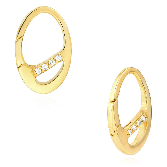 Natural Diamond 14K Gold Diamond Carabiner Pendant 0.9" for Split Chains - WJD Exclusives