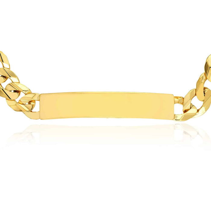 Engravable 10K Yellow Gold 8.5mm Cuban ID Bracelet (Solid Links) 8.5" - WJD Exclusives