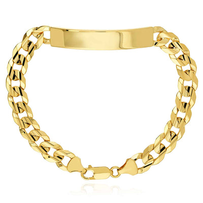 Engravable 10K Yellow Gold 8.5mm Cuban ID Bracelet (Solid Links) 8.5" - WJD Exclusives