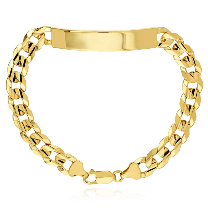 Engravable 10K Yellow Gold 8.5mm Cuban ID Bracelet (Solid Links) 8.5" - WJD Exclusives