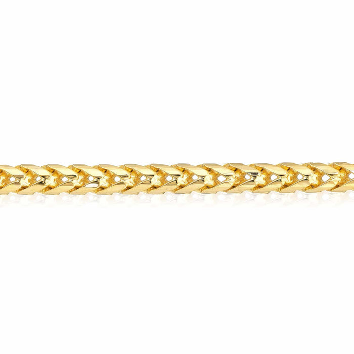 14K Yellow Gold 3.7mm Franco Bracelet (Solid Links) 8.5" - WJD Exclusives