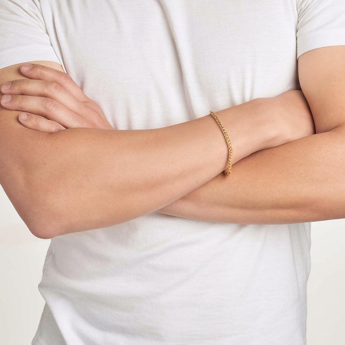 14K Yellow Gold 3.7mm Franco Bracelet (Solid Links) 8.5" - WJD Exclusives